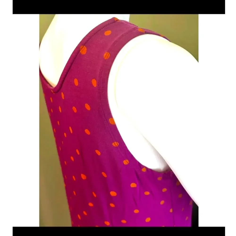 Gudrun Sjoden Tank Dress Pytte Sleeveless Lyocell Stretch Purple Polka Dot Sz M - Picture 8 of 12